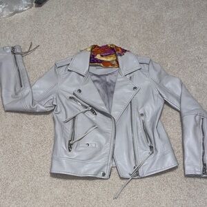 Blank NYC Light Gray Leather Jacket XS